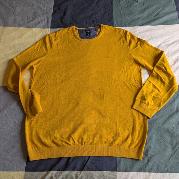 S. Oliver Men Yellow Gold XX-Large Cotton Crewneck Sweater - Picture 5 of 9
